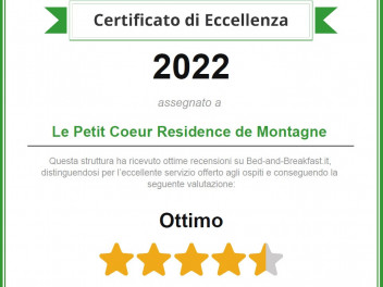 certificato di eccellenza 2022 - Bed-and-breakfast.it