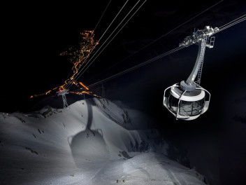 Skyway Mont-Blanc cable car in the night
